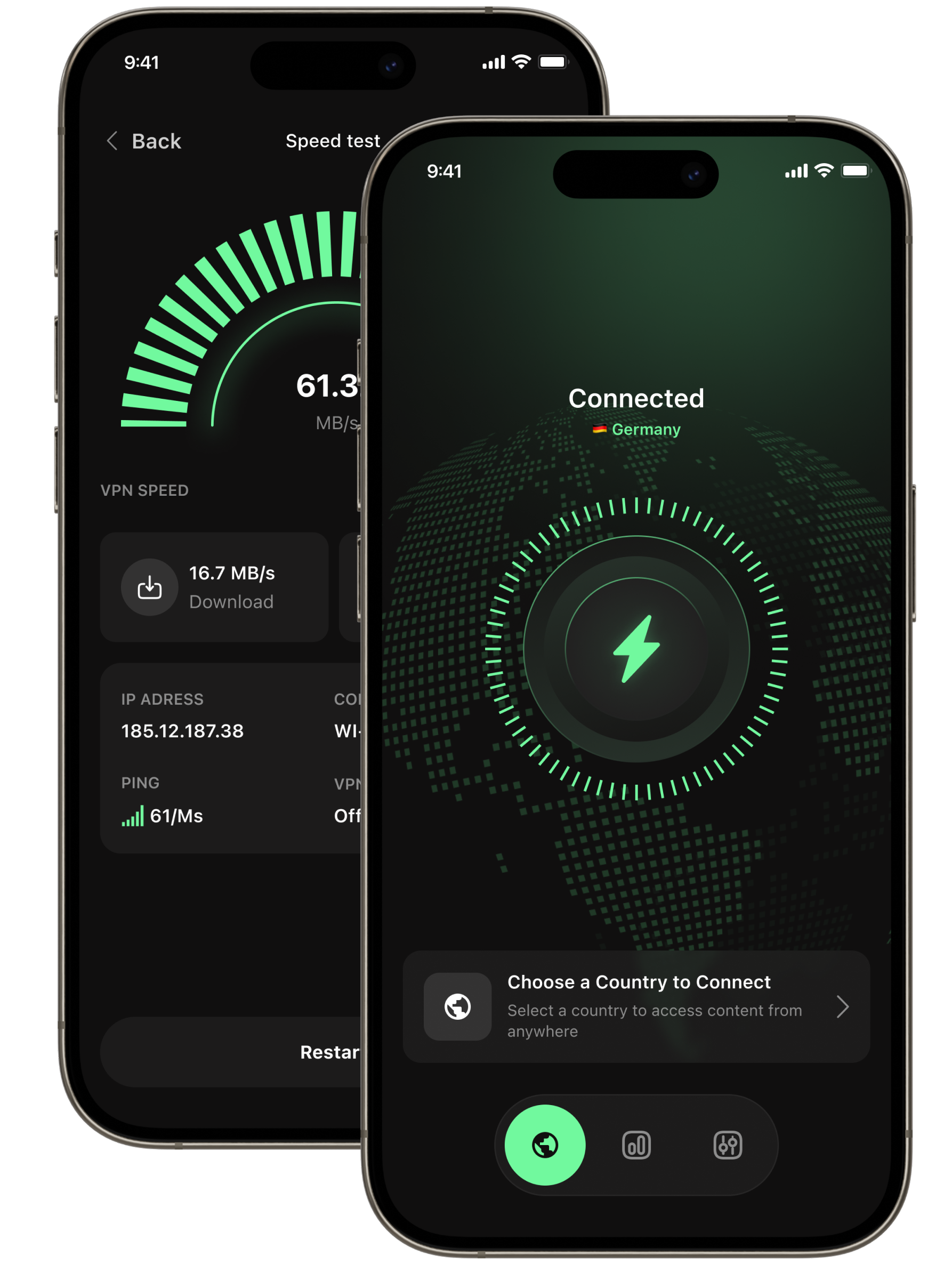 VPN ZenShield app interface on two phones